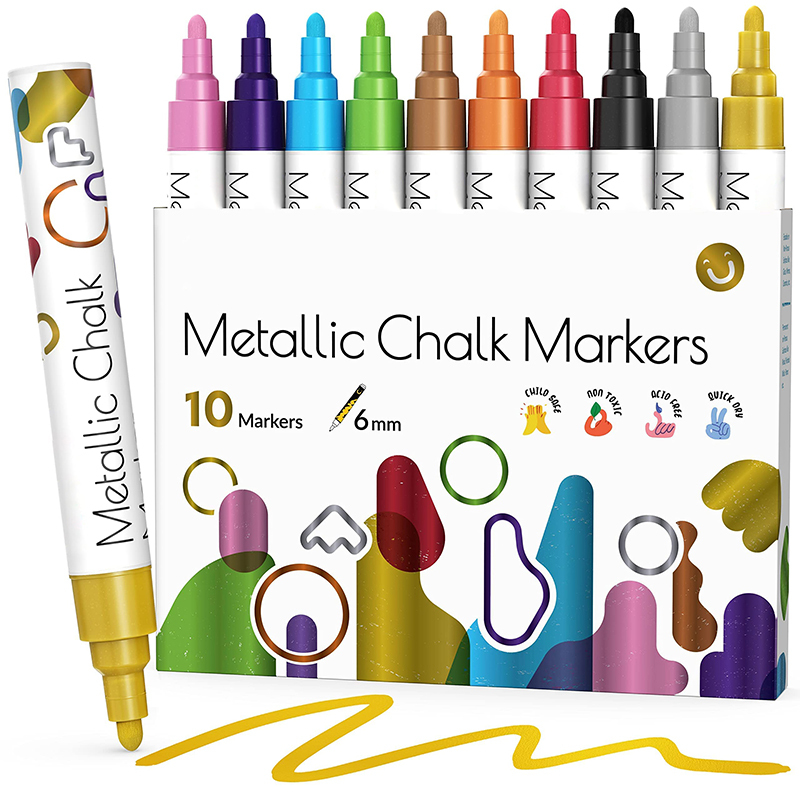 OEM 10 Metallic Colored Liquid Chalk Markers for Chalkboard Signs